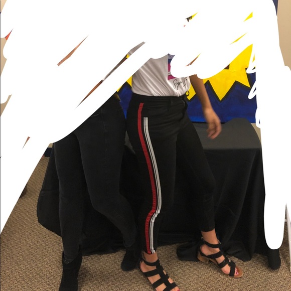 Zara black jeans with ribbon down side - Picture 4 of 4